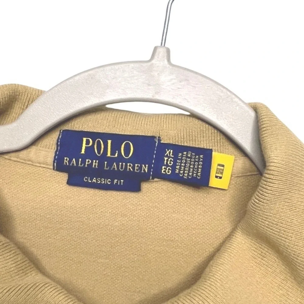 Polo Ralph Lauren Mens Classic Fit Short Sleeve Pique Polo Shirt Tan Khaki XL